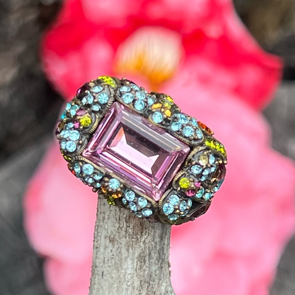 Vintage Heidi Daus Art Deco Statement Cocktail Ring – Size 8 - Picture 5 of 14